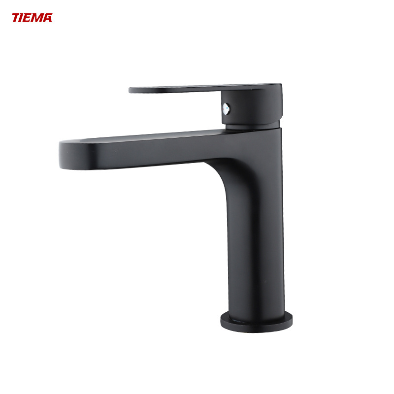 TIEMA Black Single Handle Brass Body Cold and Hot Mixer Basin Faucet