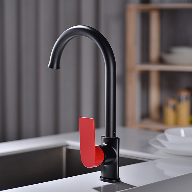 TIEMA Single Handle Luxury Mixer Taps Red Black Brass Sink Taps Kitchen Faucets