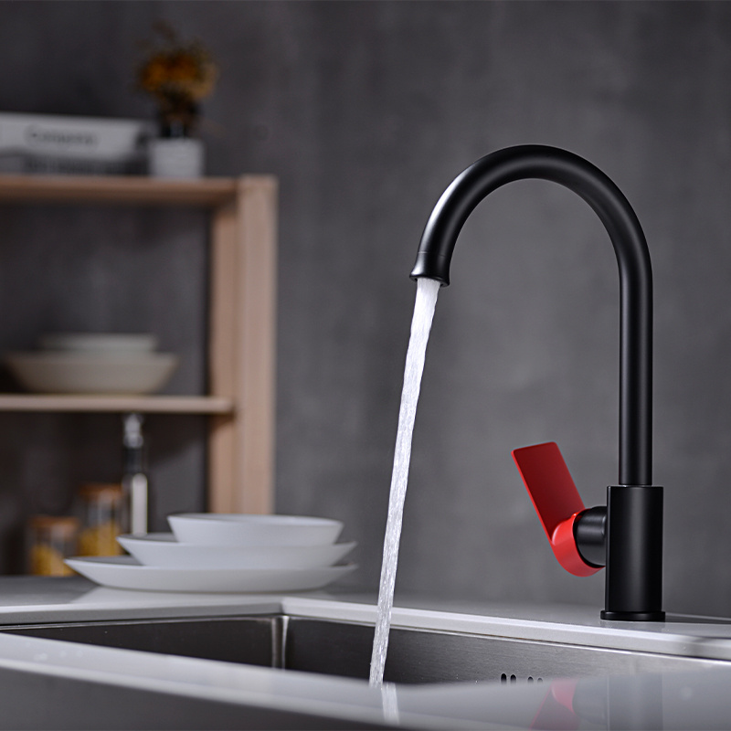 TIEMA Single Handle Luxury Mixer Taps Red Black Brass Sink Taps Kitchen Faucets