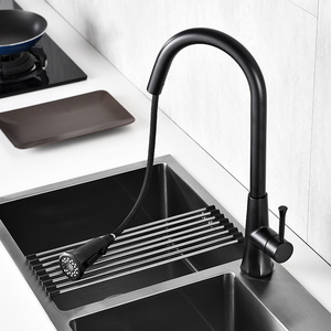 TIEMA luxury design single handle single hole modern pull out matte black kitchen sink faucets