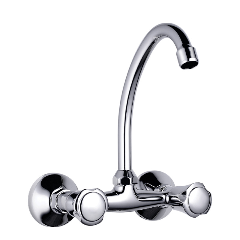 TIEMA Good Quality Wall Mounted Faucet Economic Kitchen Water Tap Double Handles Sink Mixer