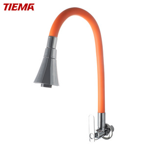 Stainless steel 201 Wall mounted chrome plated single handle flexible hose kitchen sink faucet tap