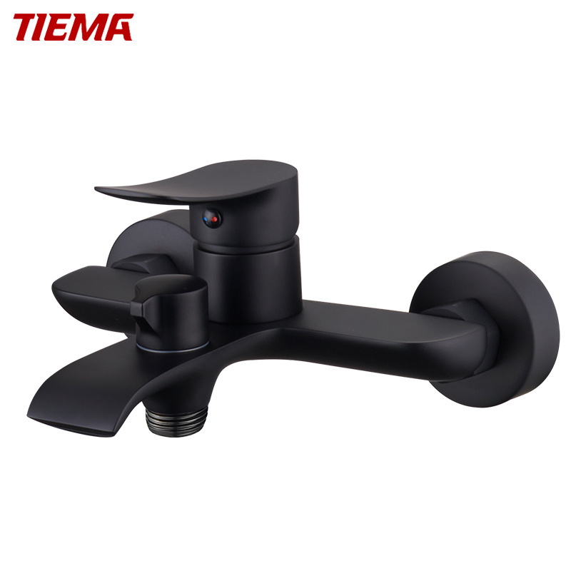 Bathroom Accessories Wall Mounted Modern Rainfall Bathtub Taps Black Brass Bath Shower Faucets For Bathroom