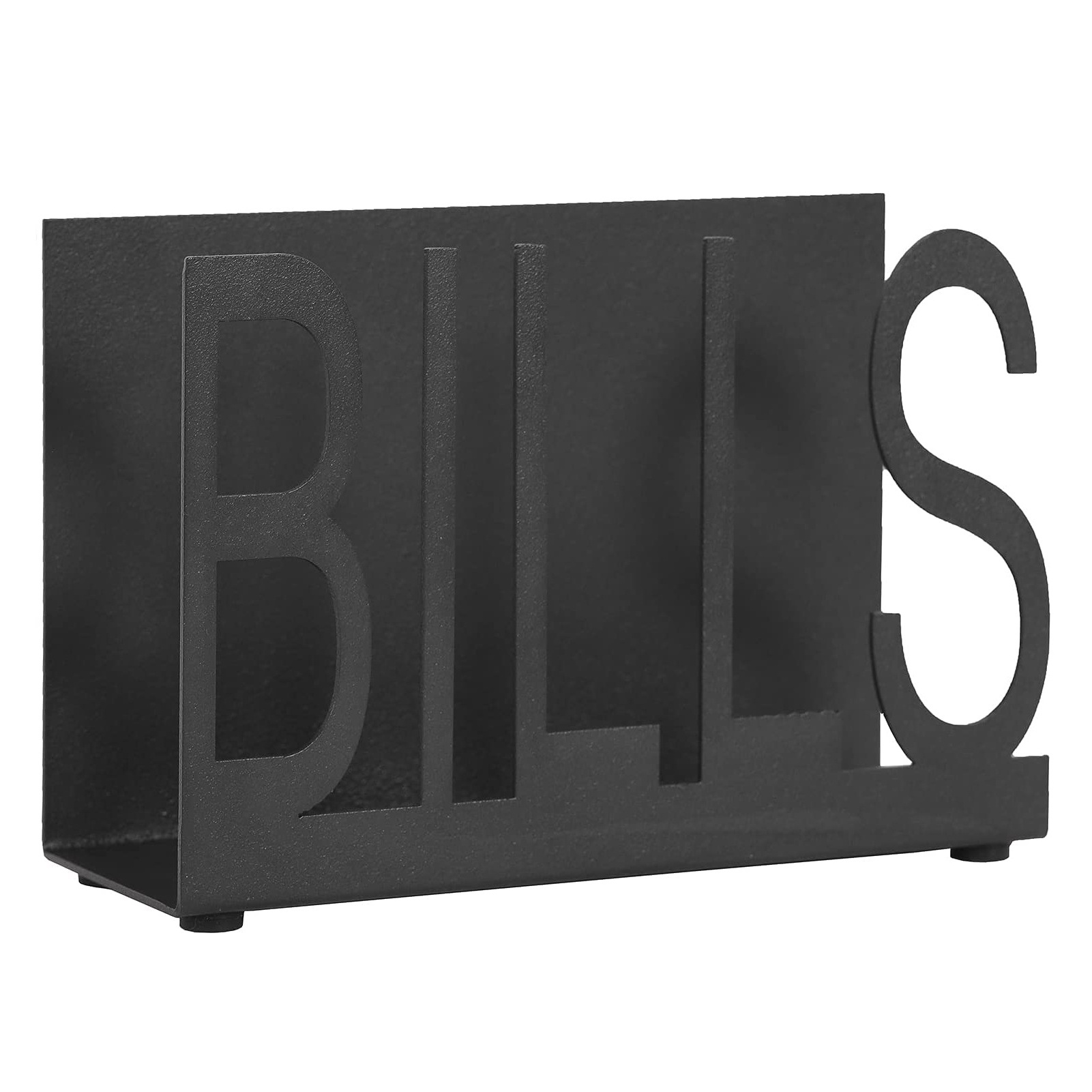 Hot Sale Wall Hanging Magazine Rack Black Metal Mail Holder with Bills Cutout Design