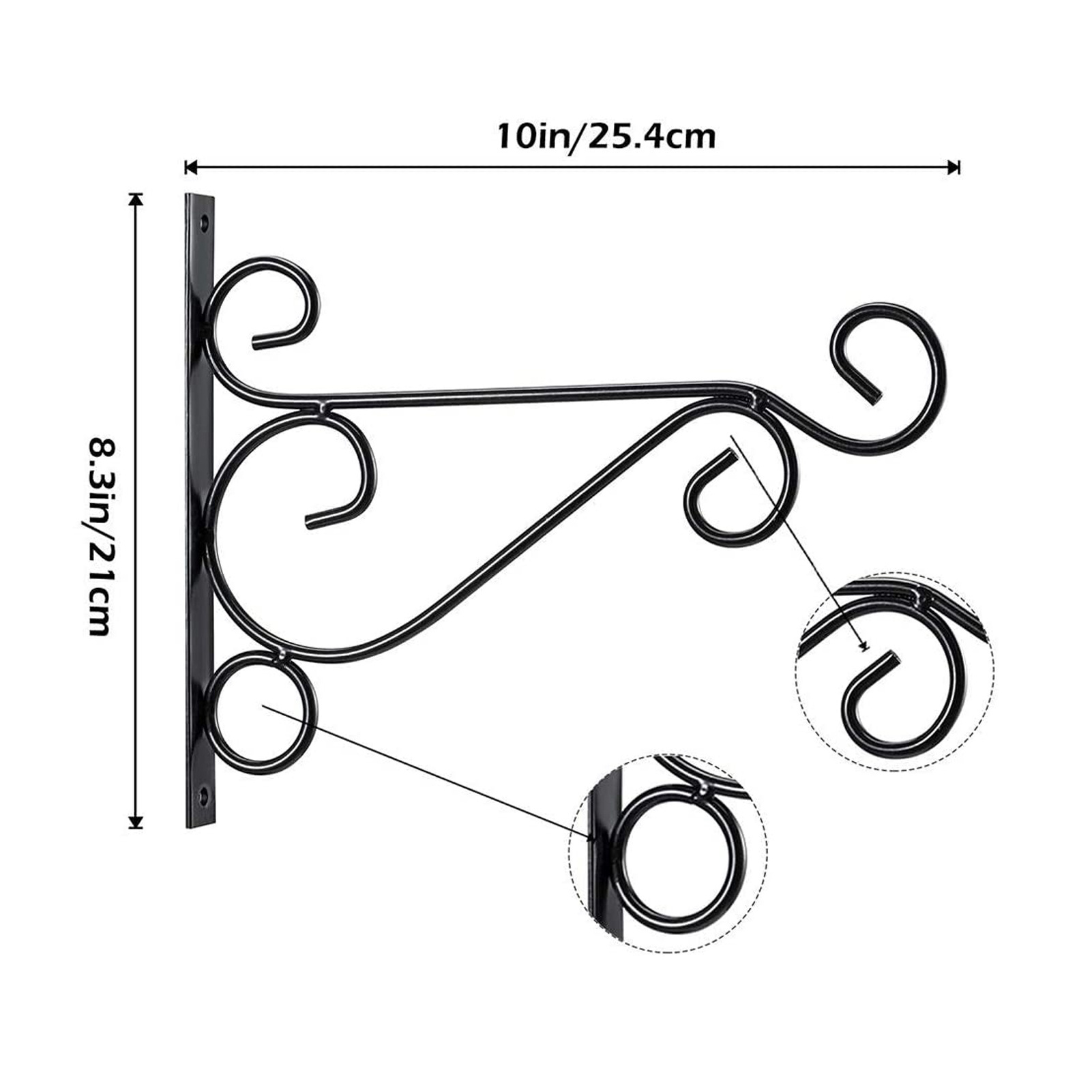 10 inch Wall Hanging Plant Hooks Outdoor Wrought Iron Hanging Birdhouses Bracket Metal Swivel Plant Hanger Hook