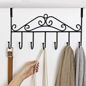 Detachable Without Trace Metal over the Door Hooks with 7 Hooks  Coat Hook