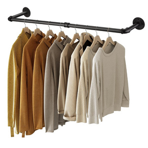 36in Heavy Duty Detachable Garment Bar Space-Saving Hanging Clothes Rack Industrial Pipe Wall Mounted Garment Rack