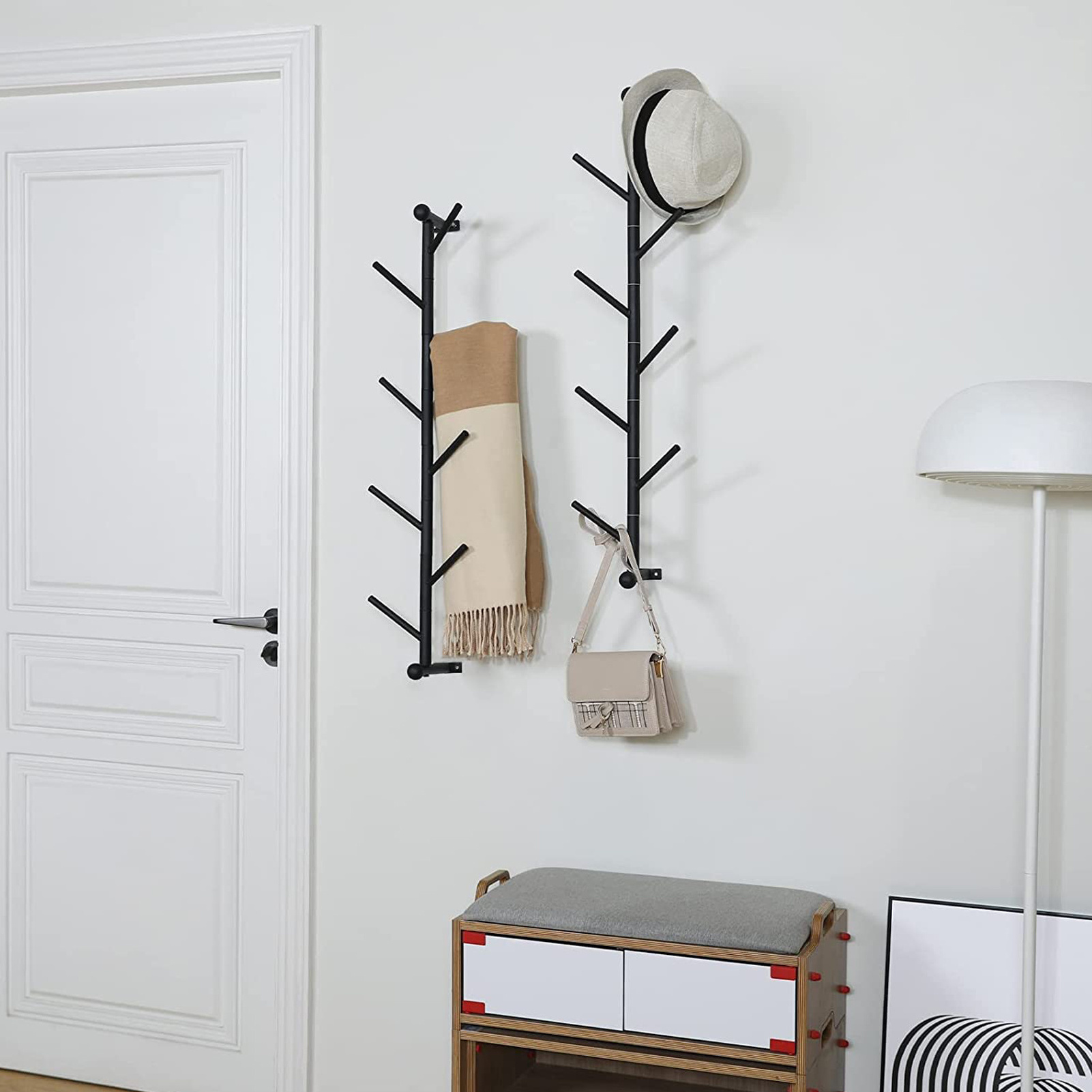 Hat Rack Wall Mounted Household Hat Holder for Indoor Iron Coat Holder Modern Tree Shaped Coat Rack