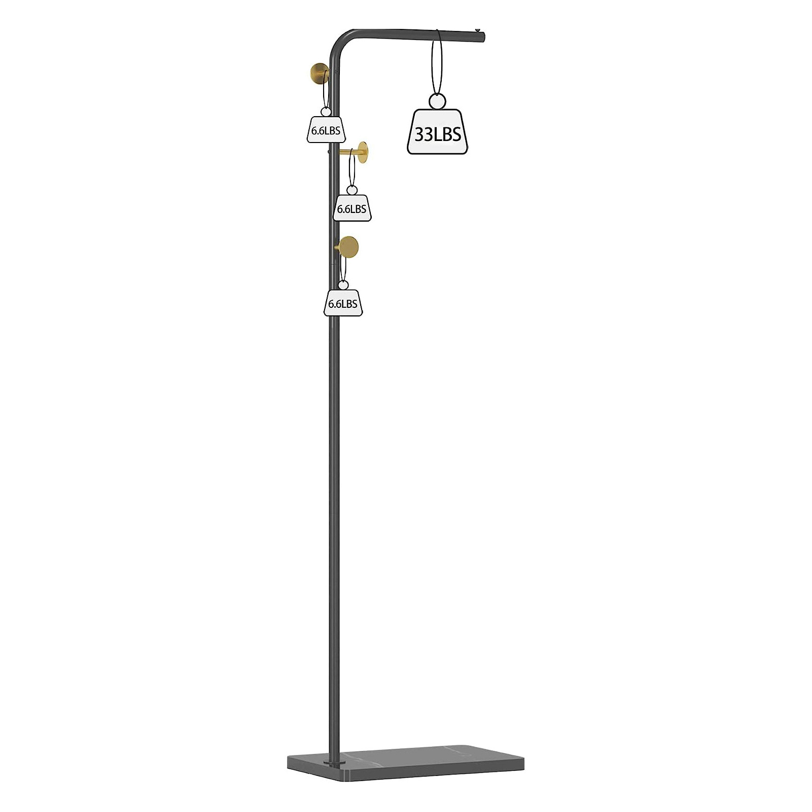 Metal Coat Rack with 4 Hooks and Stable Base, Modern Coat Tree with Crossbar L Shaped Coat Hanger Stand