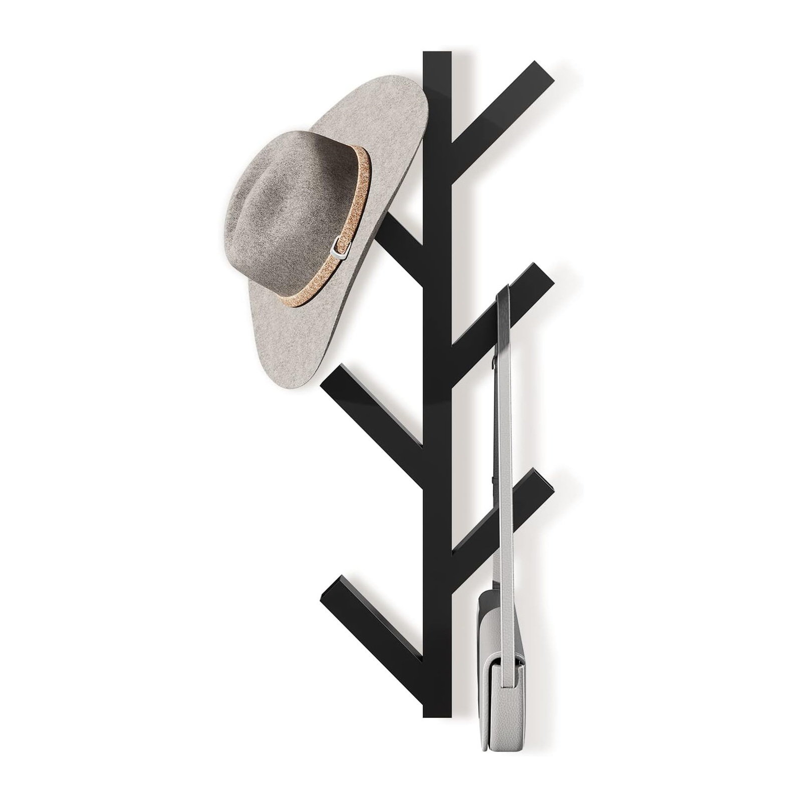 Metal Vertical Hat Rack for Wall Modern Wall Coat Tree for Hats, Jackets, Bags Entryway Bedroom  Vertical Coat Rack