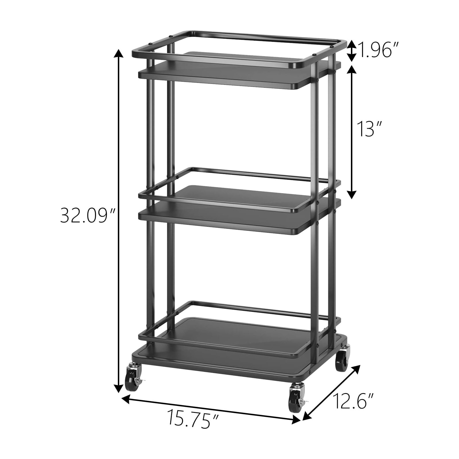 3 Tier Bar Cart for Home Rolling Liquor Bar for Wine Beverage Dinner Party Utility Kitchen Storage Island Serving Cart on Wheels