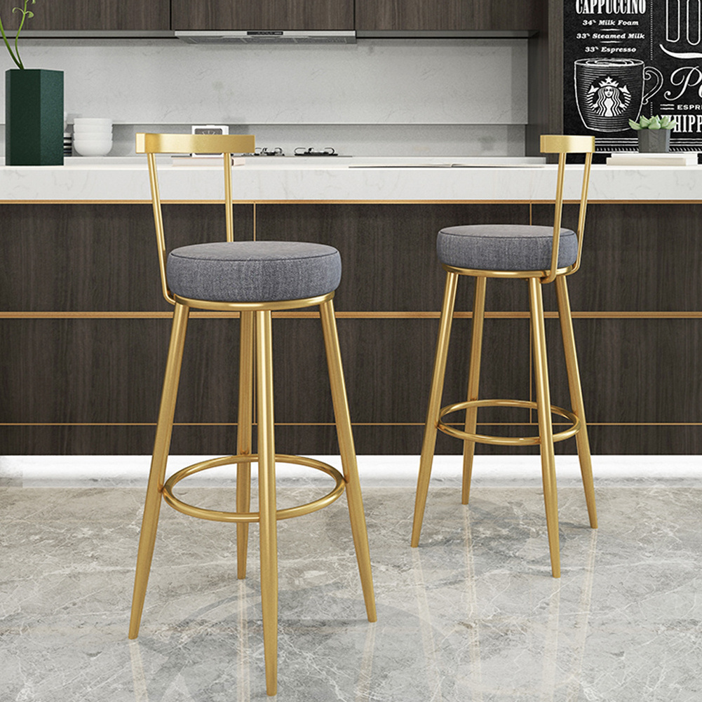 Bar Stools New Home Tall Nordic Metal Luxury Gold Velvet Kitchen High Chair Cheap Bar Stools High Chair for Bar Table