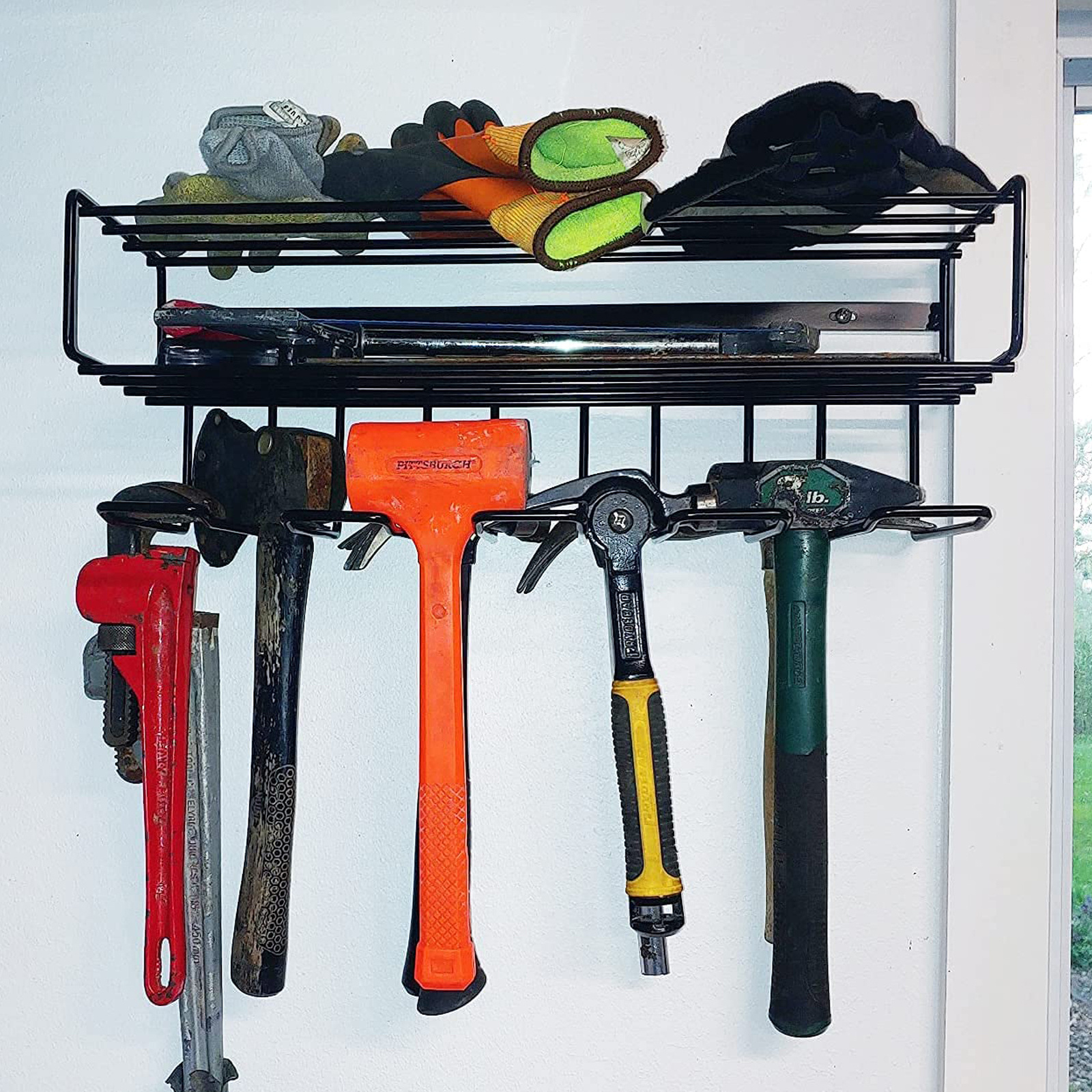 Compact Steel Design Wall Mounted Storage Rack for Handheld & Power Tools Heavy Duty Floating Tool Shelf