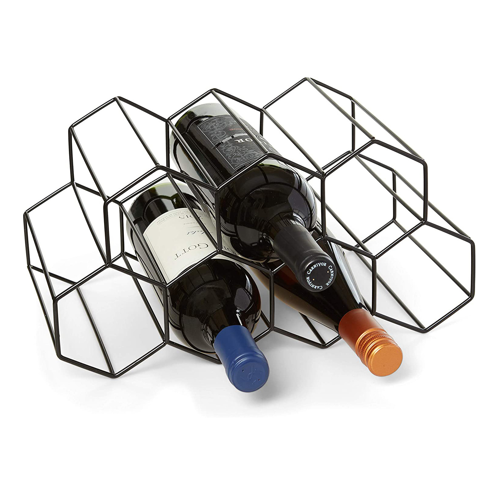 Metal Countertop Free-stand Wine Storage Holder Suitable for Home Hotel Restaurants Free-standing Wine Rack