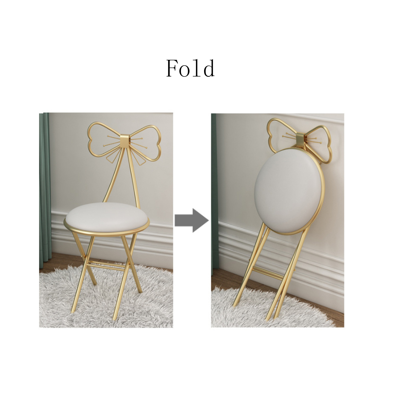 Modern Comfort Makeup Vanity Chair Stool Cute Butterfly Stool Chair Ottoman Bench Metal Bench Legs Gold Dining Chair