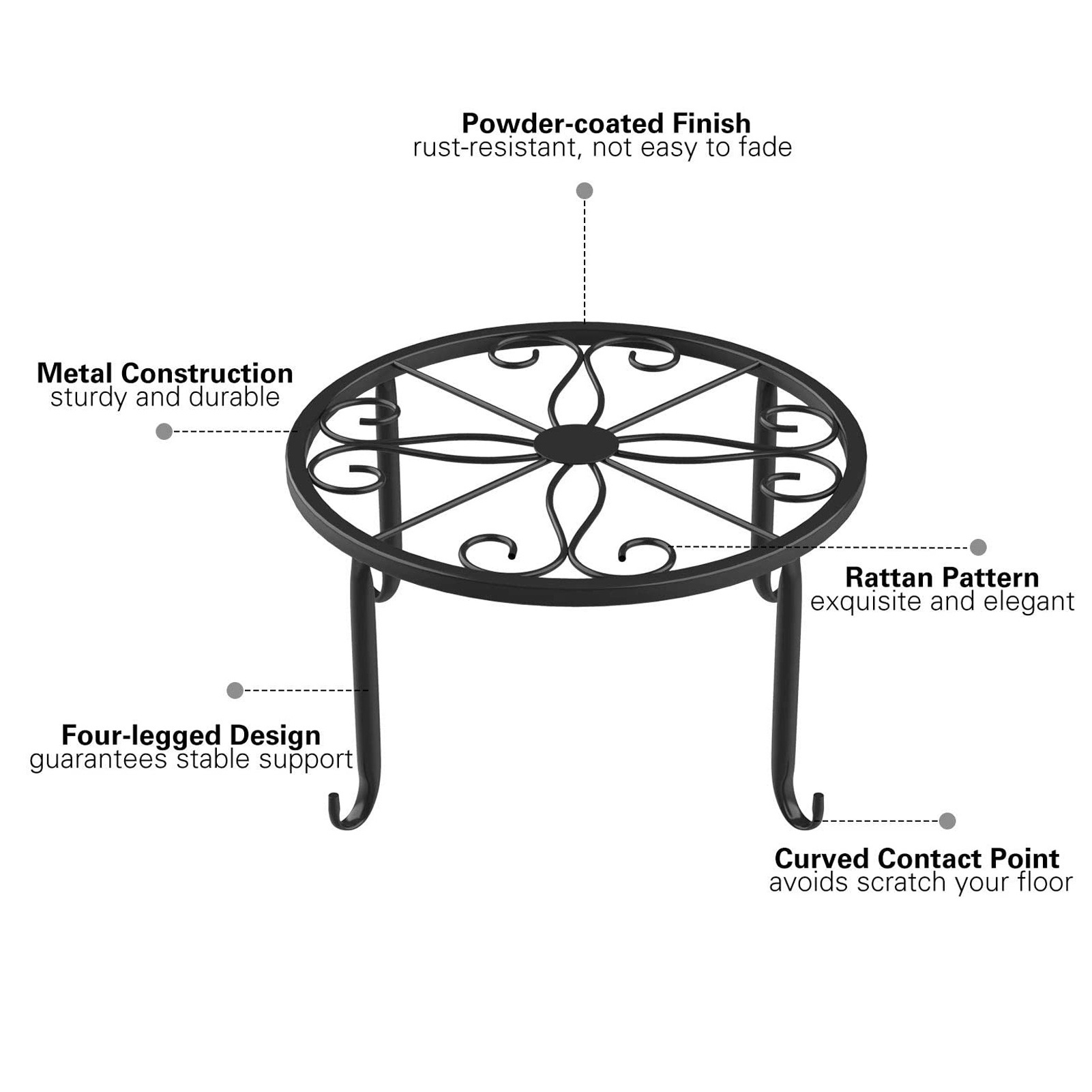 Durable Metal Plant Stands Indoor Rustproof Iron Plant Holder for Garden Container Outdoor Potted Plant Stand