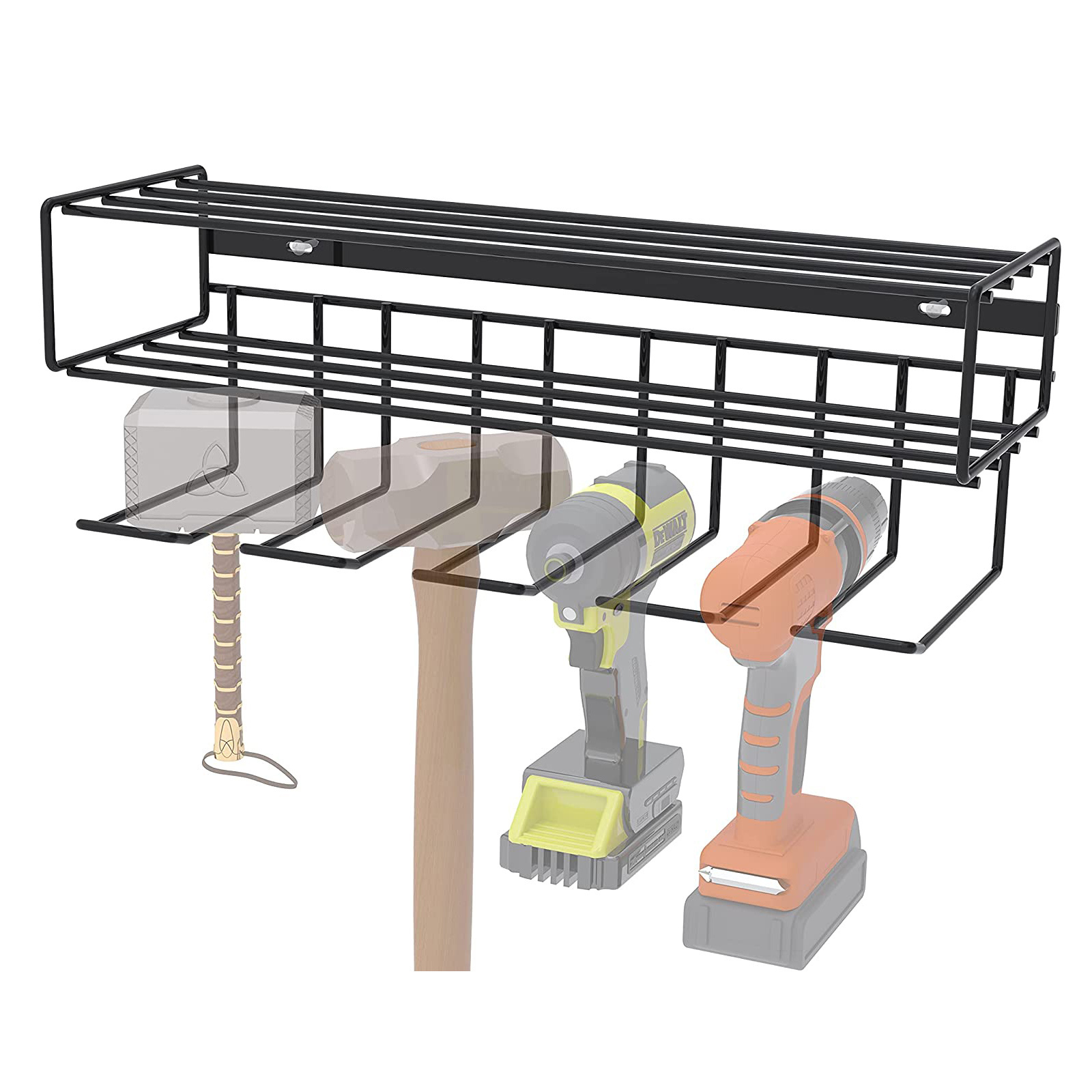 Compact Steel Design Wall Mounted Storage Rack for Handheld & Power Tools Heavy Duty Floating Tool Shelf