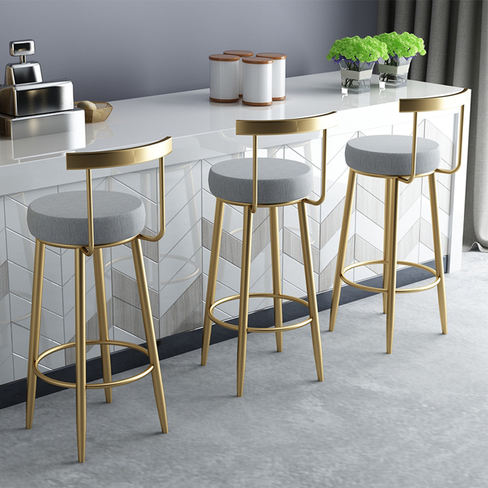 Bar Stools New Home Tall Nordic Metal Luxury Gold Velvet Kitchen High Chair Cheap Bar Stools High Chair for Bar Table