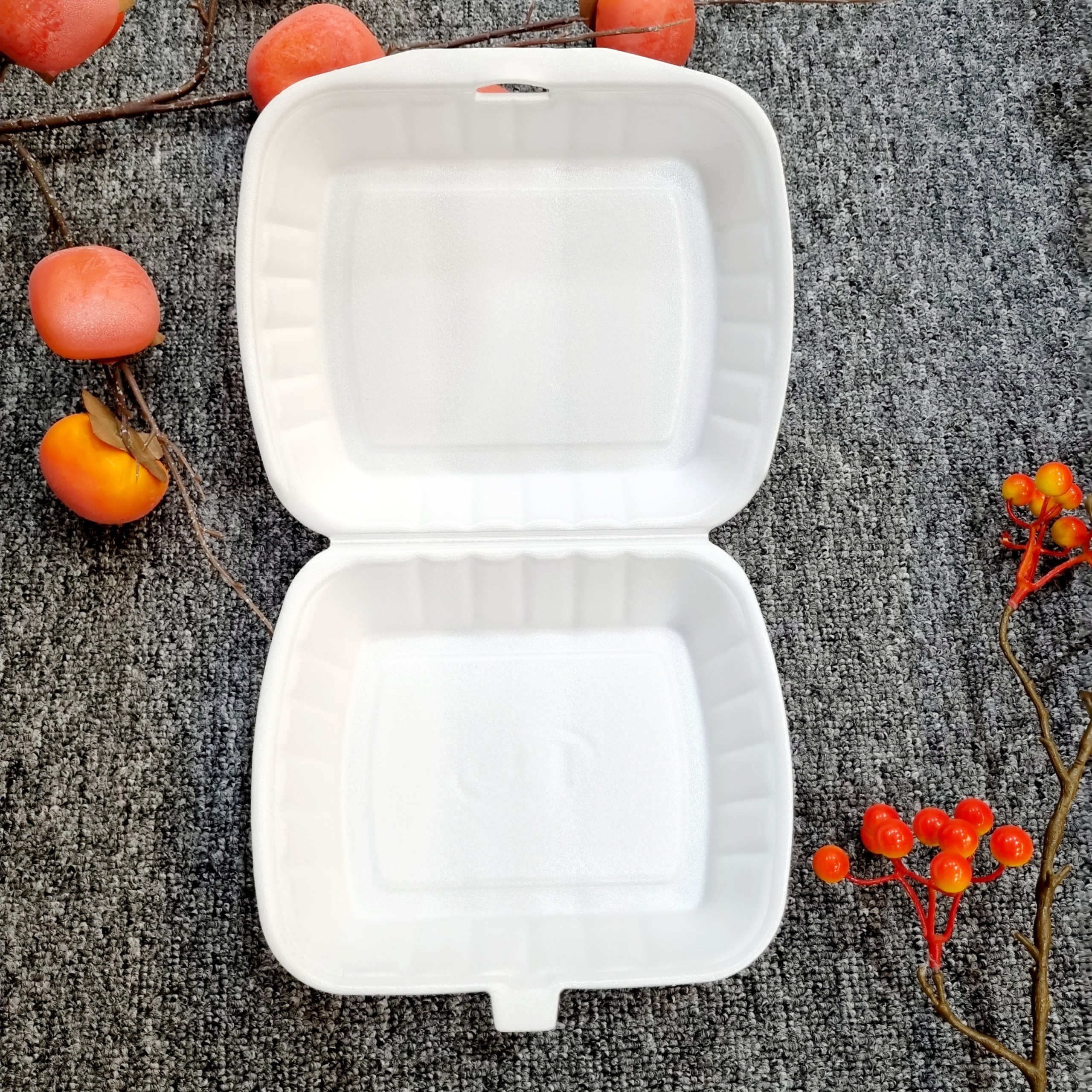 Food containers disposable 9*9*3 inch customized size PS Foam Food Container Take Away Lunch Box Food factory amazon hot selling