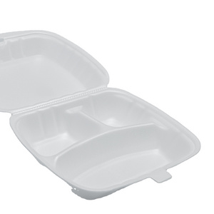 Factory in Vietnam Three compartments foam trays with hinged lid  lunch box/ fast food/ hamburger Disposable take away