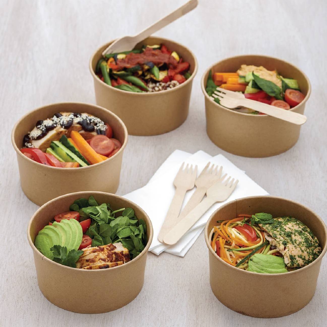 1000ml Eco Friendly Noodle Soup Salad Bowl kraft paper Disposable Serving Bowl with Lid best selling products 2024