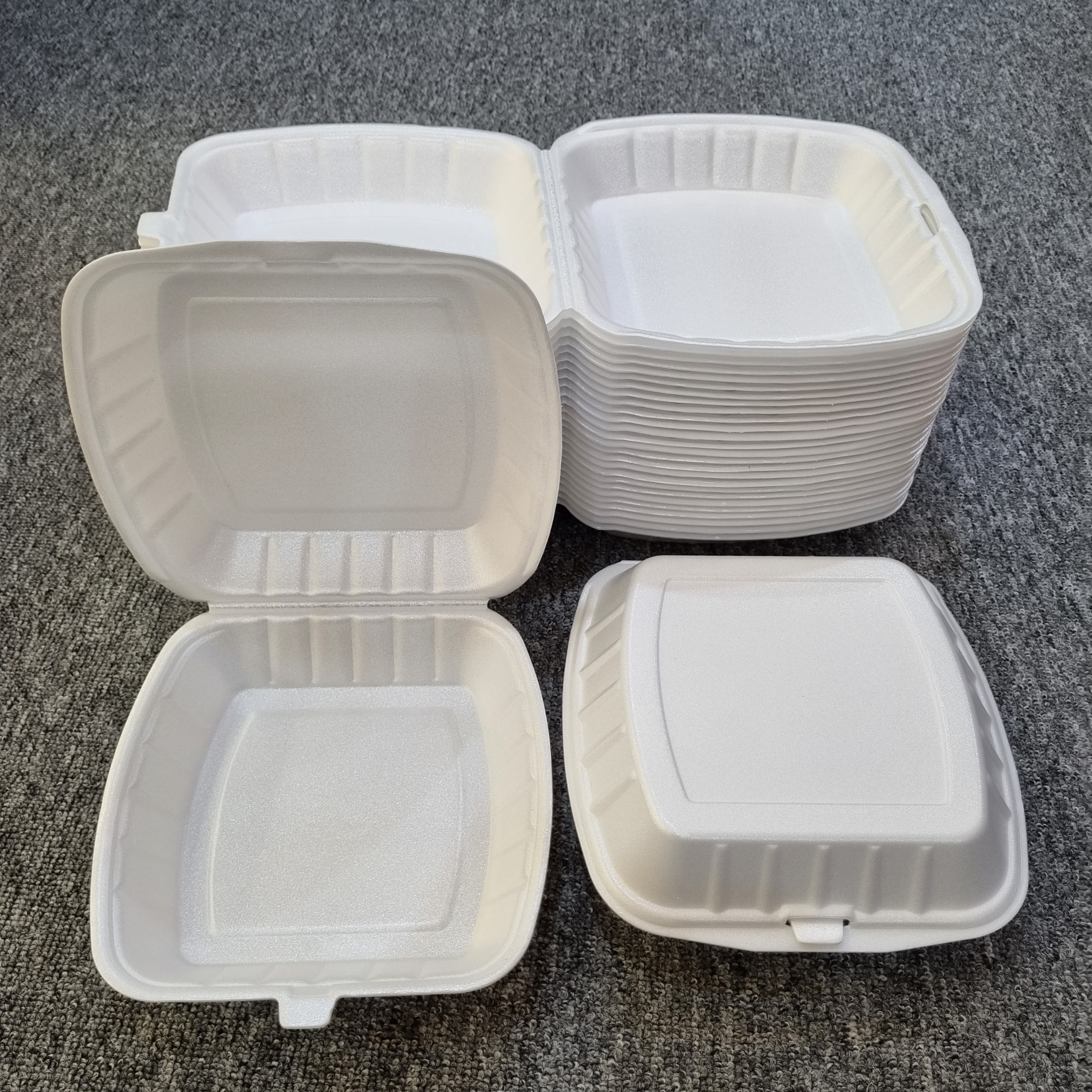 Food containers disposable 9*9*3 inch customized size PS Foam Food Container Take Away Lunch Box Food factory amazon hot selling