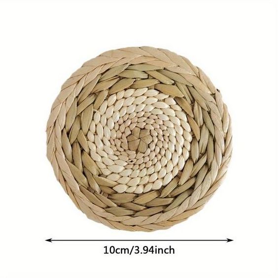 Must-Have for House Decor in 2024: Non-slip Natural Seagrass Cup Coasters - Set of 3, Made in Vietnam