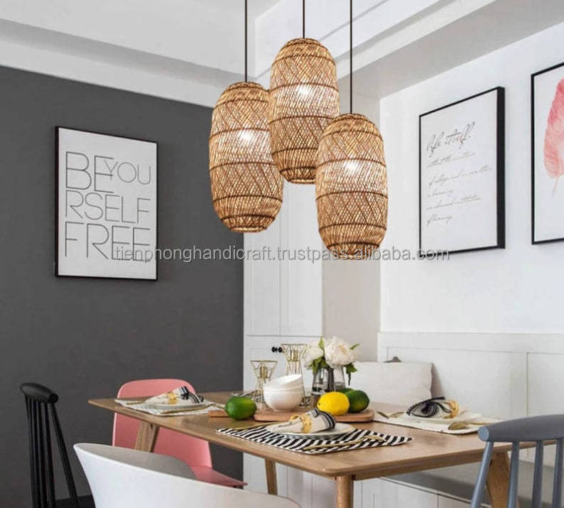 Rattan Lamp Decor, Circular Rattan Lampshade Pendant light