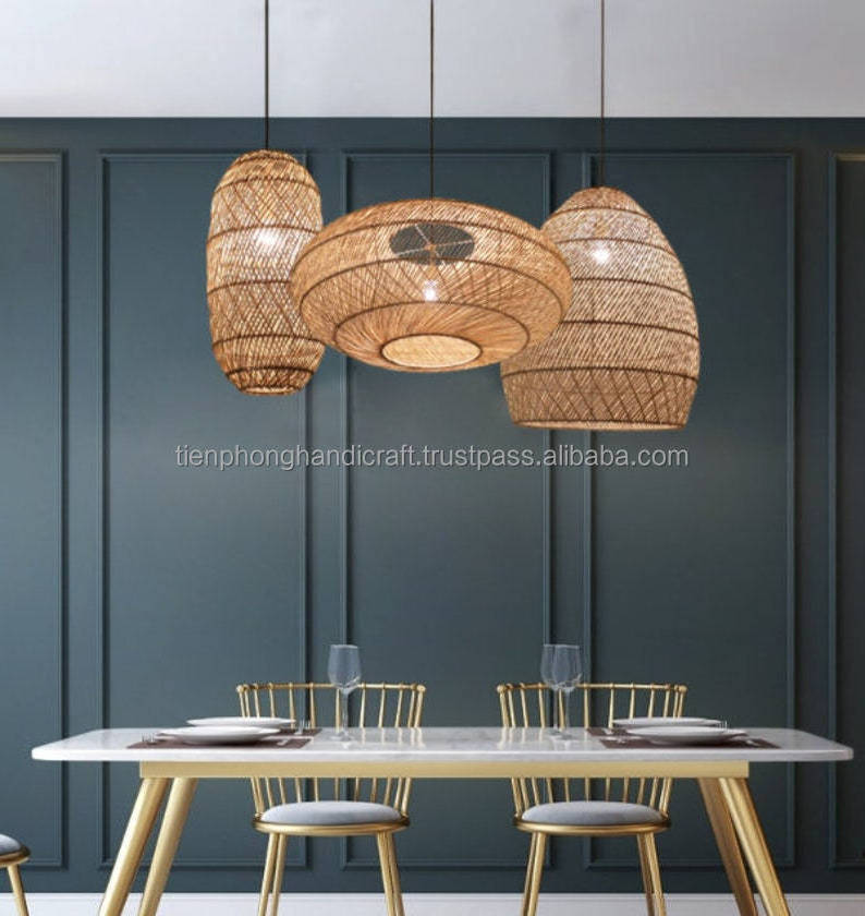 Rattan Lamp Decor, Circular Rattan Lampshade Pendant light