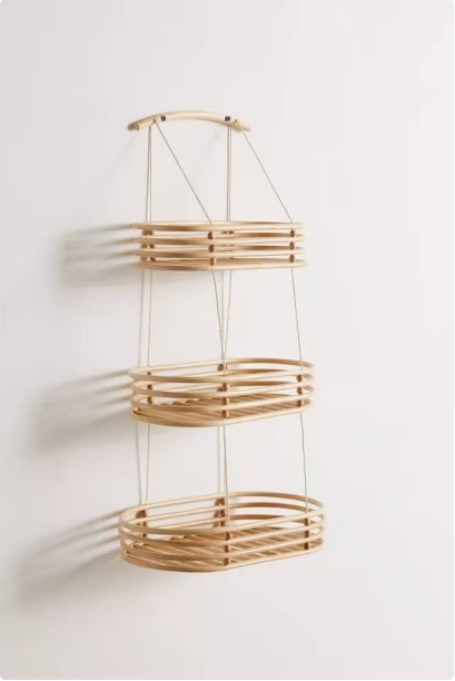 100% natural rattan wall shelf 3 tier hanging storage