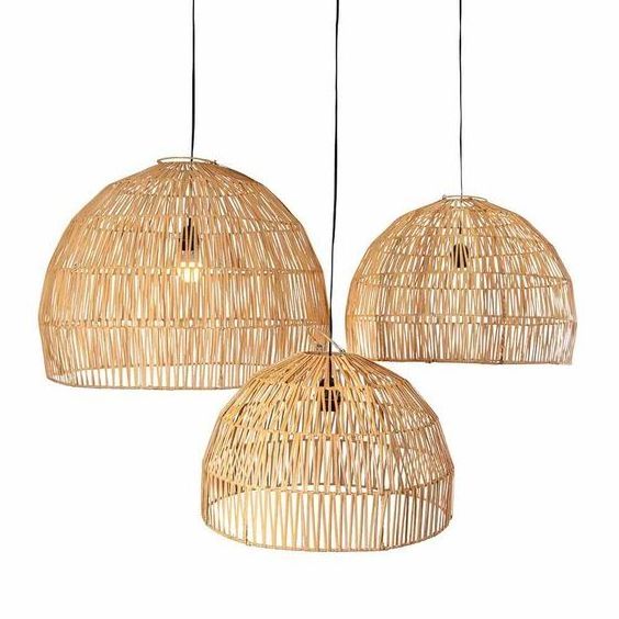 NEW HOME INTERIOR Luxury Boho Rattan Lamps Many Shapes | Handwoven Wicker E27 Chandeliers for Home Restaurant Hotel