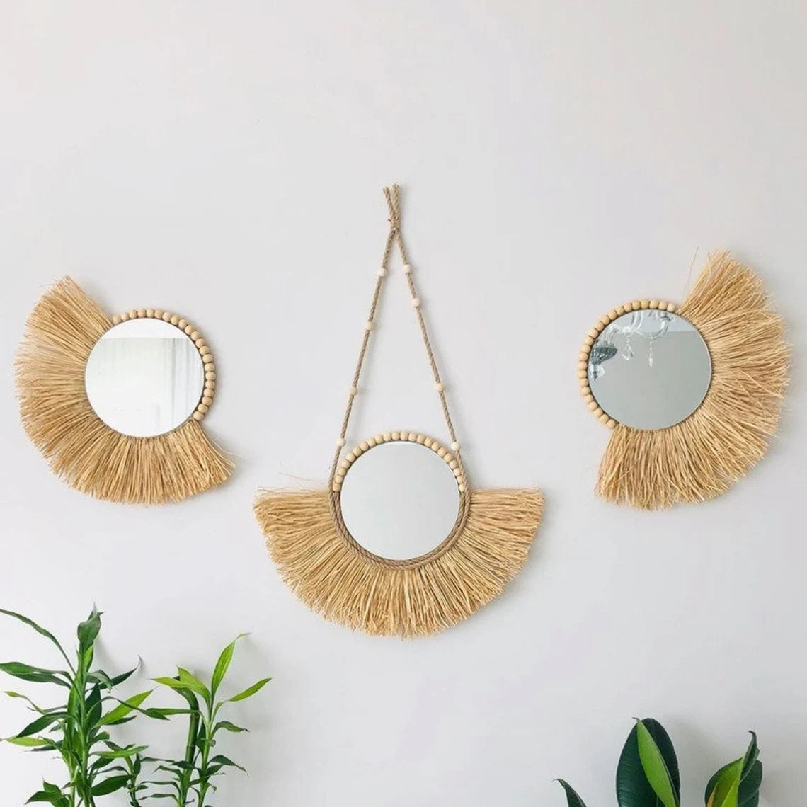 Top Choise 2022 Wicker Wall Mirror Decorative Natural Willow Wholesale Handmade Frame Rattan Mirror Made In Vietnam