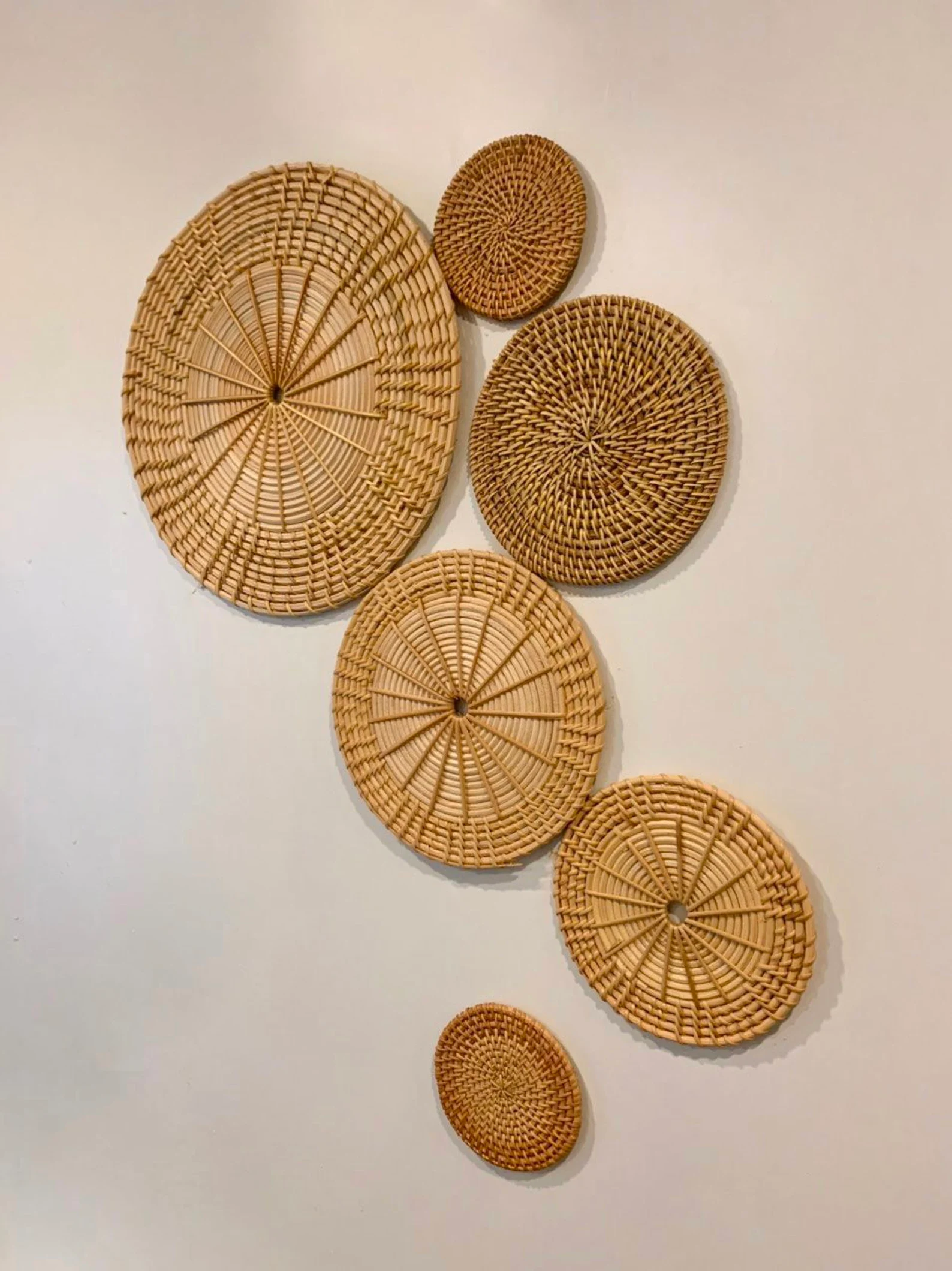 Set of 14 Boho Wall Decor, Seagrass Baskets Wall Decor Wicker Hanging Wall Basket, Natural Boho Wall Decor-Boho Decor Gift Idea