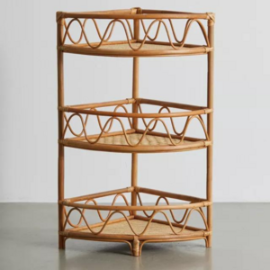 Premium Craftsmanship: High-Quality Vietnam Rattan Small Rustic Corner Shelf for Sustainable and Eco-Friendly House Decor