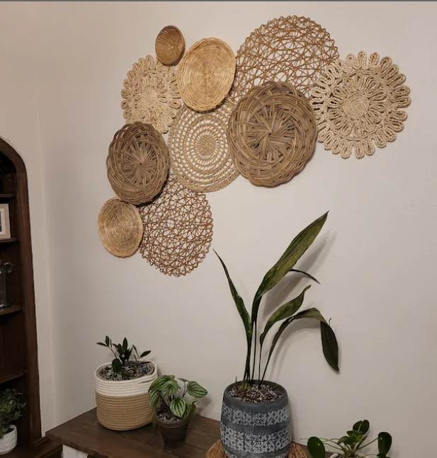 Eco-friendly unique Set 9 seagrass rattan bamboo wall hanging decor made in Vietnam