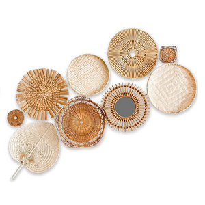 Tienphong Handicrafts Set of 9 Rattan Wall Decor Items - Home Decor Basket - Housewarming Christmas Gifts