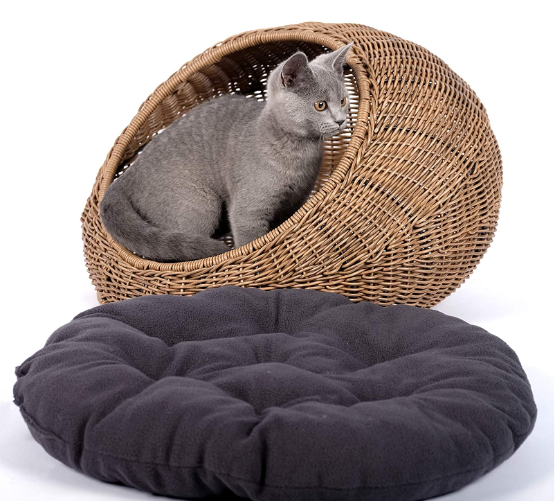 Natural Rattan Cat Bed Sustainable | Rattan Houses Pets in Dome Basket Comfortable to Relax | Best Gift for Your Pets