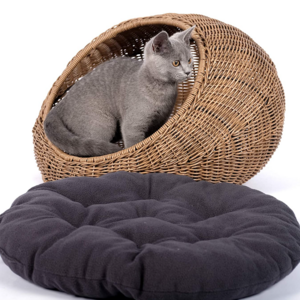 Natural Rattan Cat Bed Sustainable | Rattan Houses Pets in Dome Basket Comfortable to Relax | Best Gift for Your Pets