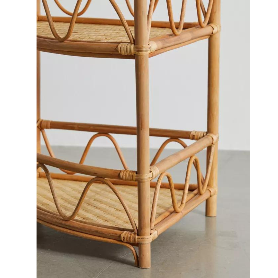 Premium Craftsmanship: High-Quality Vietnam Rattan Small Rustic Corner Shelf for Sustainable and Eco-Friendly House Decor