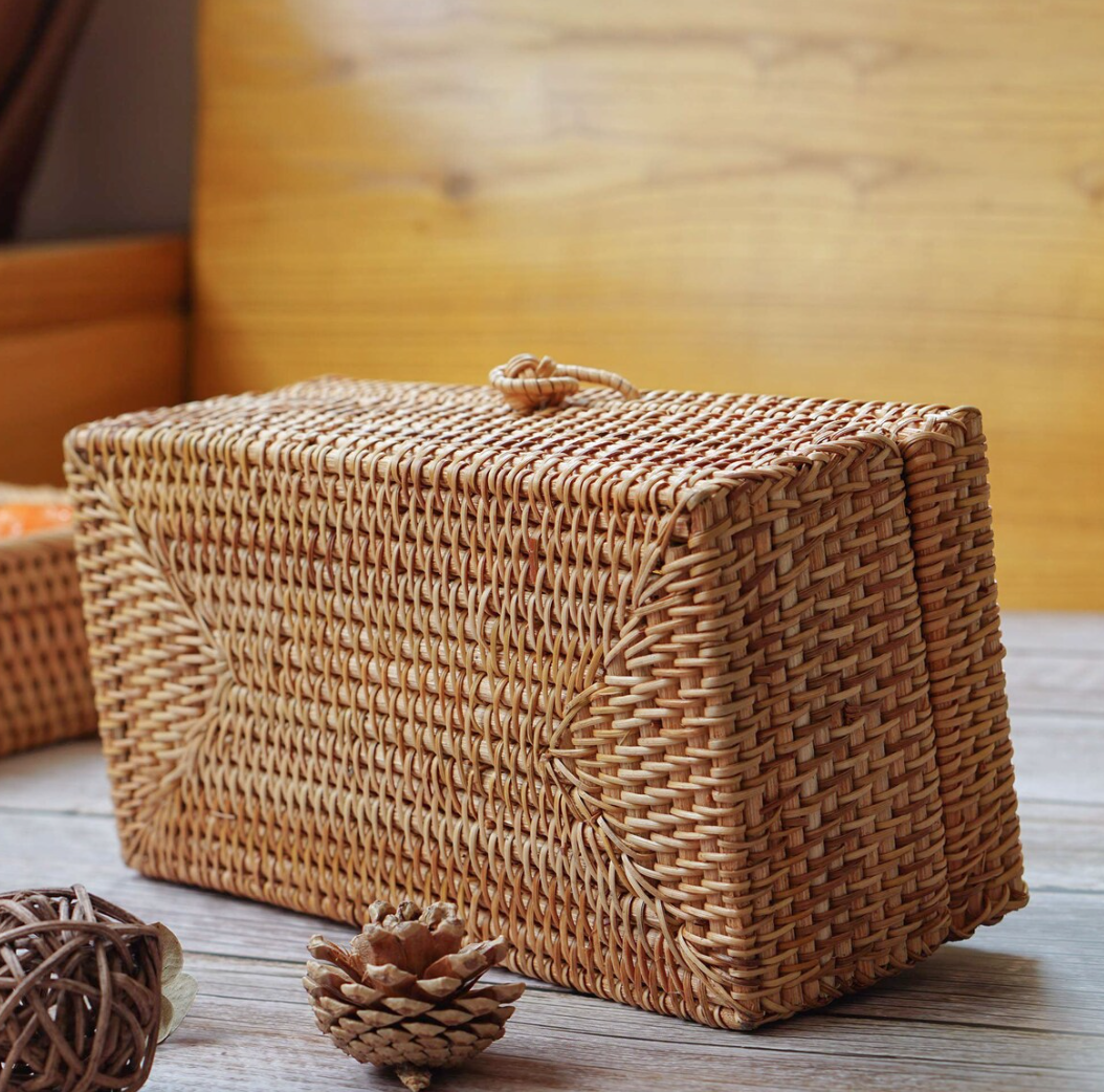 HOT ITEMS Eco-friendly Material House Decor Vietnam Handcrafted Rectangular Rattan Refillable Tissue Box