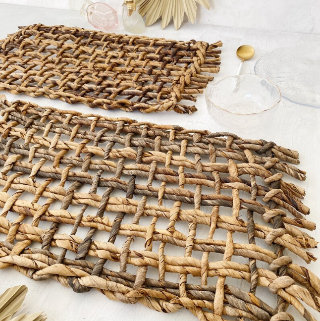 Must-Have for Retailers: Simple Style Rectangular Water Hyacinth Handcrafted Placemats Available for Wholesale from Vietnam