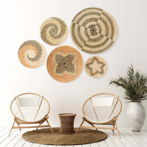 Rustic Charm Collection: Set of 5 Round Handmade Decorative Wall Hangings in Basic Rustic Style for House and Wall Decor