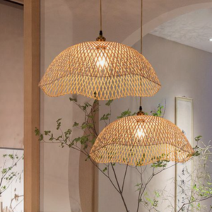 NEW HOME INTERIOR Seashell Bamboo Ceiling Lamp | Handwoven Wicker E27 Ceiling Chandeliers for Home Restaurant Hotel