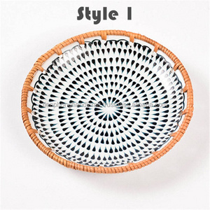 Ceramic Dinner Plate Rattan Flower Salad Serving Plates and Dishes Food Serving Baking Plate Microwave Oven Safe