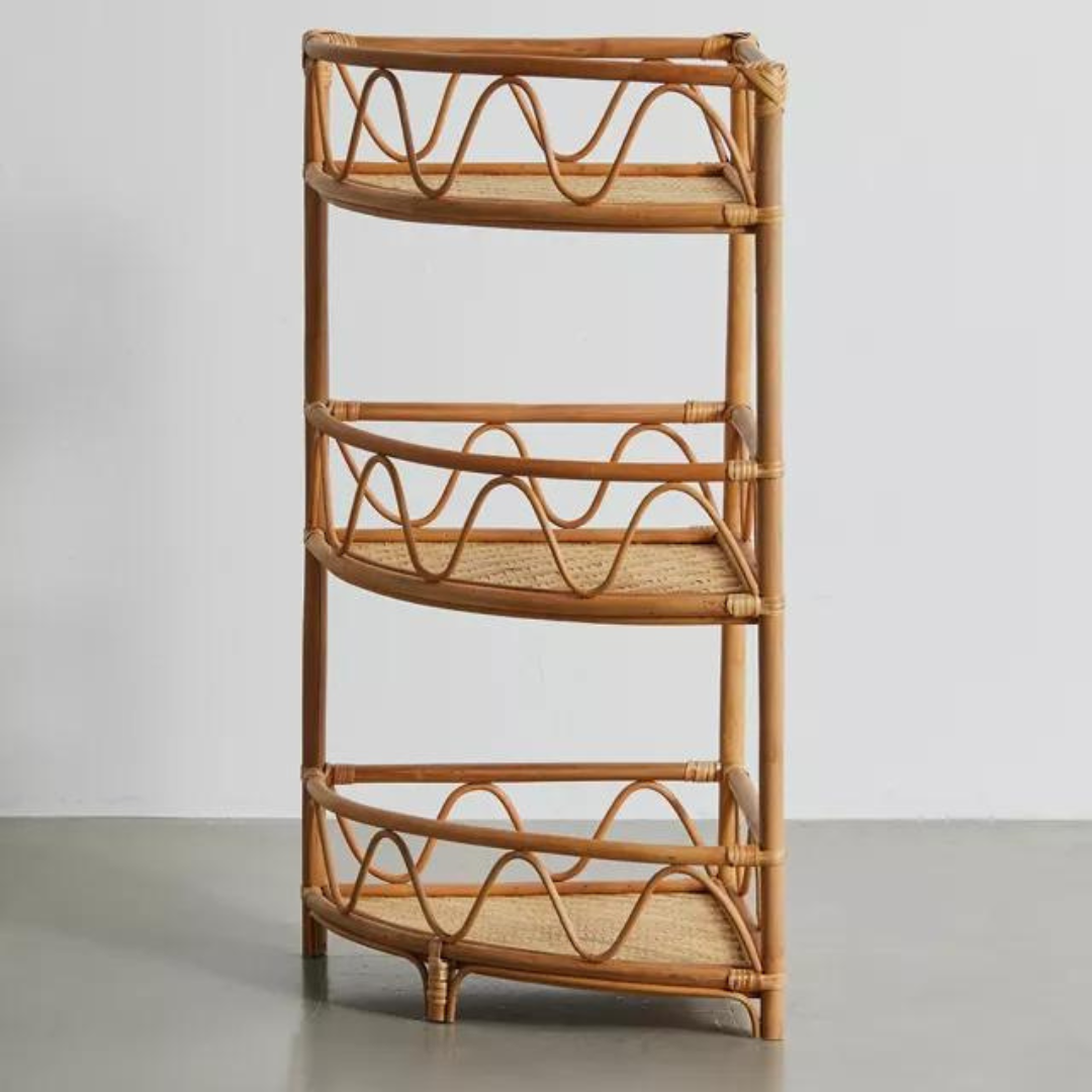 Premium Craftsmanship: High-Quality Vietnam Rattan Small Rustic Corner Shelf for Sustainable and Eco-Friendly House Decor