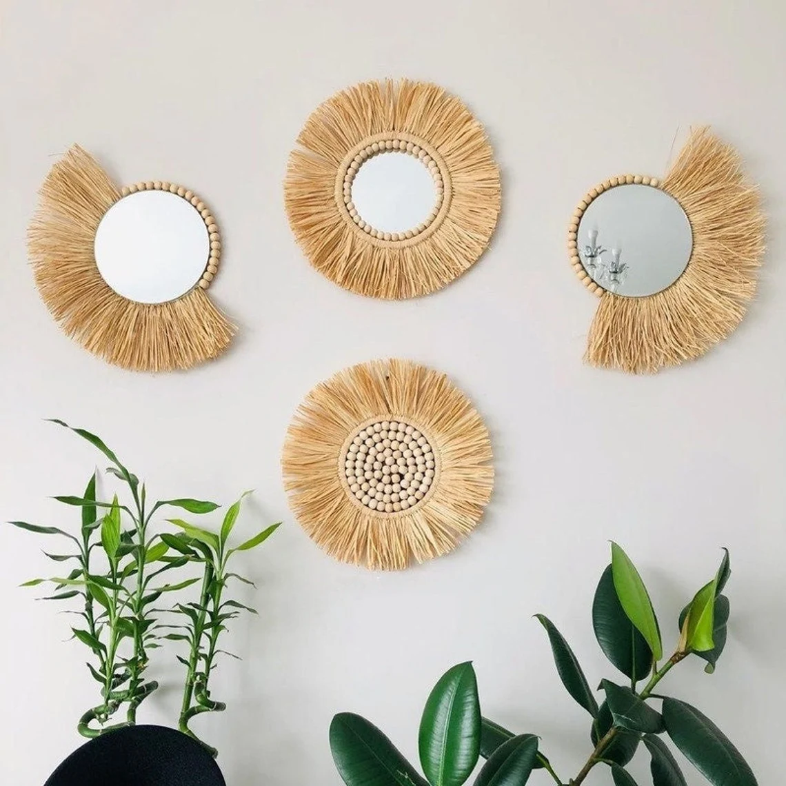 Top Choise 2022 Wicker Wall Mirror Decorative Natural Willow Wholesale Handmade Frame Rattan Mirror Made In Vietnam