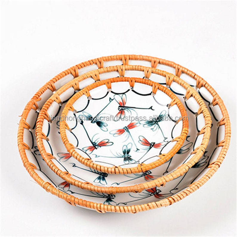 Ceramic Dinner Plate Rattan Flower Salad Serving Plates and Dishes Food Serving Baking Plate Microwave Oven Safe