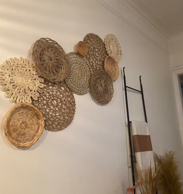 Eco-friendly unique Set 9 seagrass rattan bamboo wall hanging decor made in Vietnam