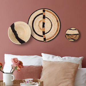 Set of 3 African Baskets Rwanda Basket Chocolate Terracotta Wall Hanging Wall Decor