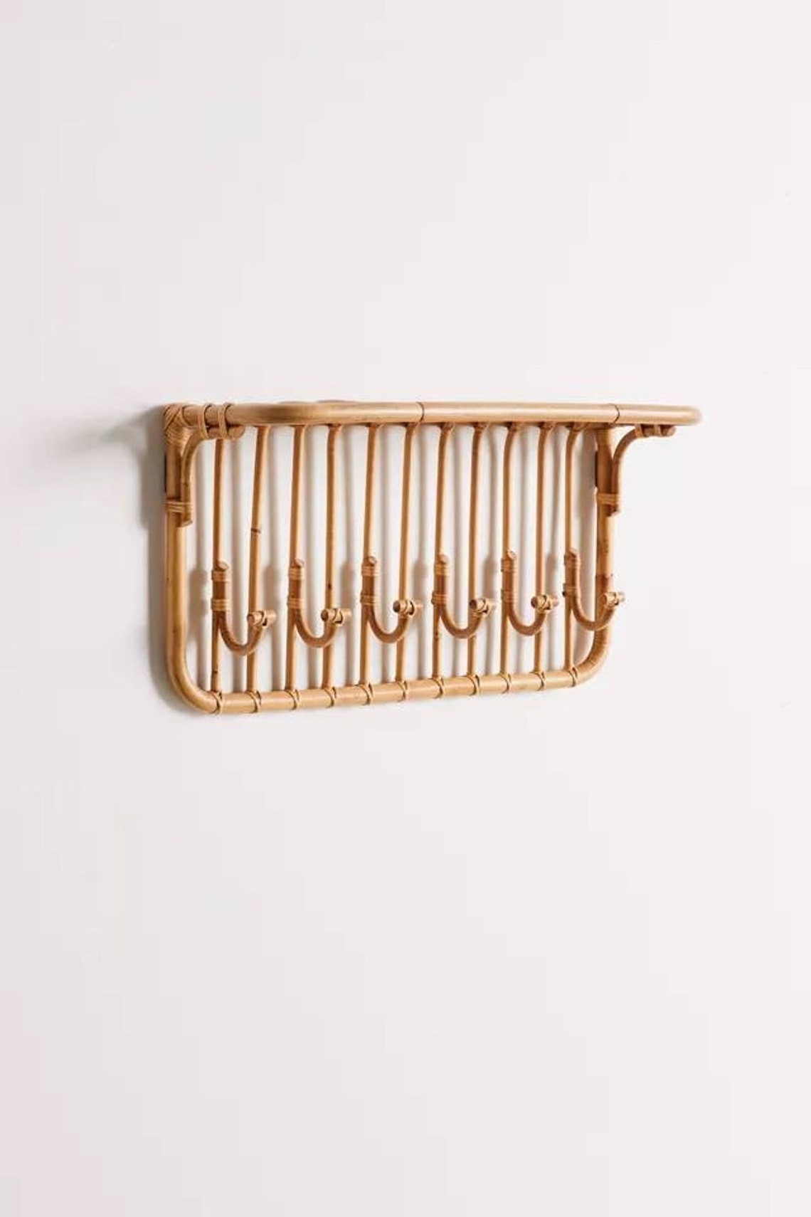 decorative shelf Rattan bamboo wall hook  cane wall hooks clothing hanger, handmade hooks